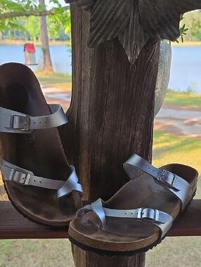 Birkenstock Mayari Silver Upper Toe Loop Sandal Birko-Flor Finish